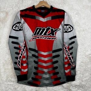 Vintage MTX Motocross Racing Cycling Jersey Boys Medium Multicolor Spellout Logo